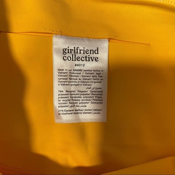 Girlfriend Collective Marigold Yellow Crop Workout Leggings Small Capri Sporty - Picture 8 of 10